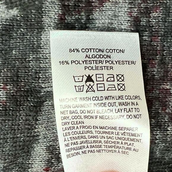 Lucky Brand Burgundy Gray Aztec Print Open Front Cardigan Cotton Blend Sz S New - Picture 12 of 15